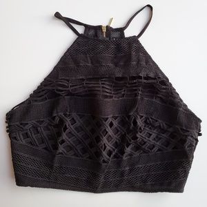 Stylestalker Black Crochet Lace Crop Top